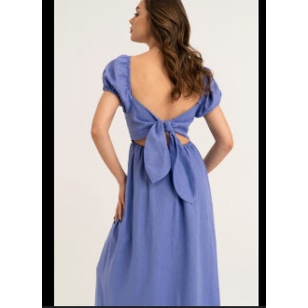 New NWT LA Relaxed Young Sundress Cotton Linen‎ Blend Bluebell Dress Large
